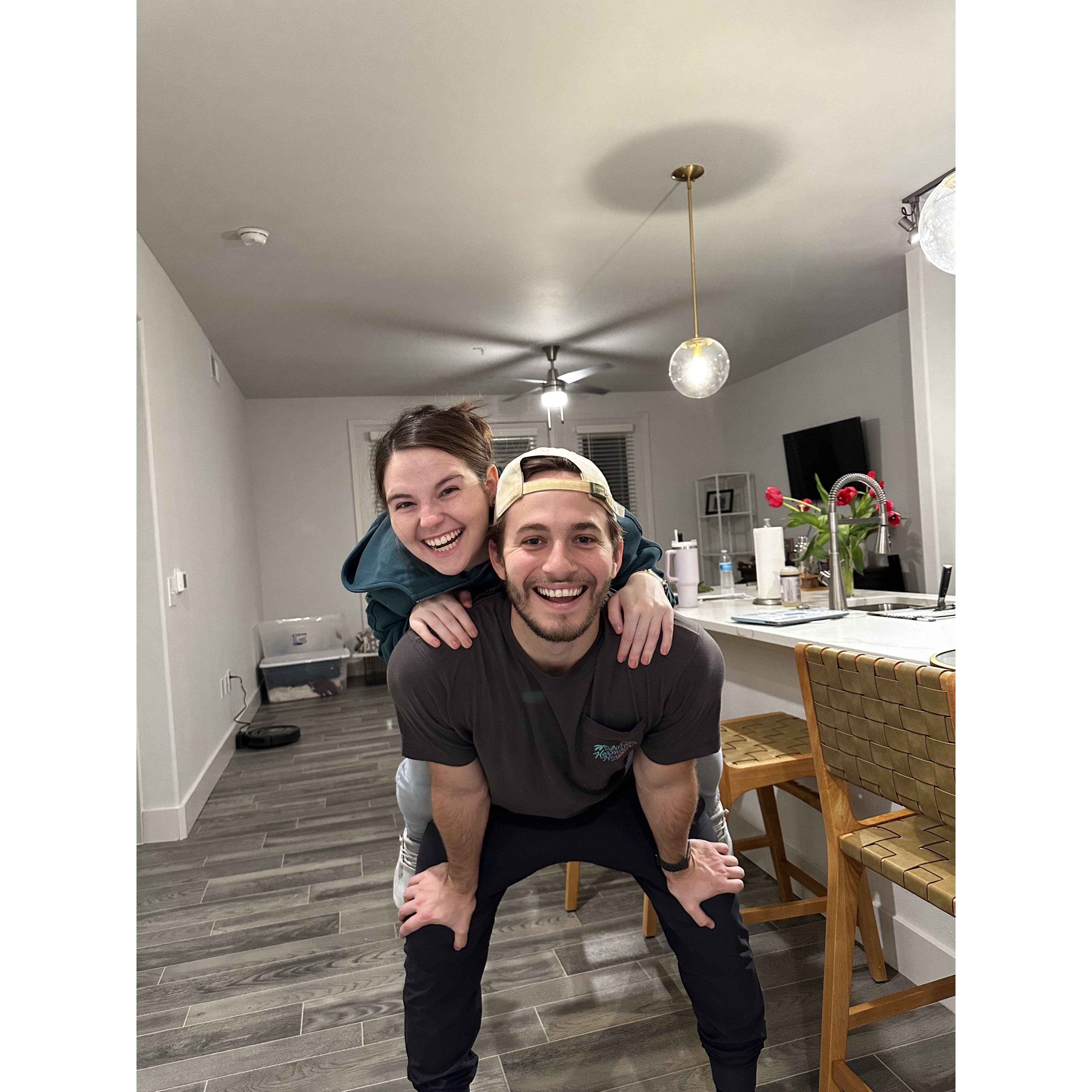 Our first apartment together! A week after moving, no furniture yet!
