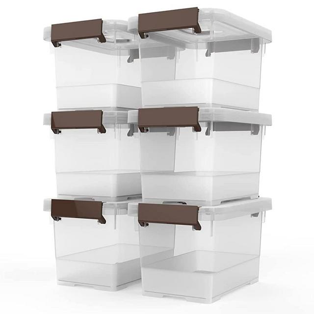 Clear Storage Latch Box, 6 Pack Storage Organizer Bins with Latching Handle and Lids, 4 Quart