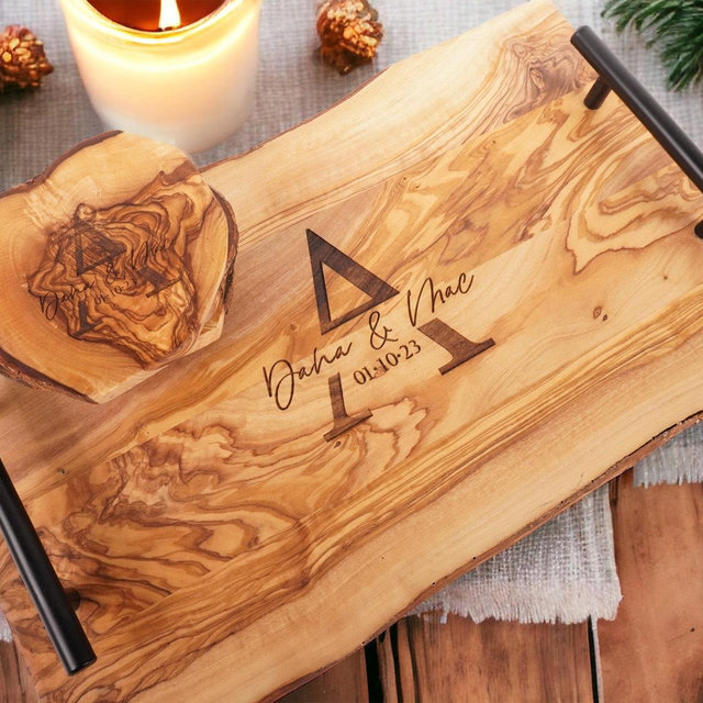 Engraved Olive Wood Serving Tray | Engraved New Home Gift | Realtor Gift | Gift For Client