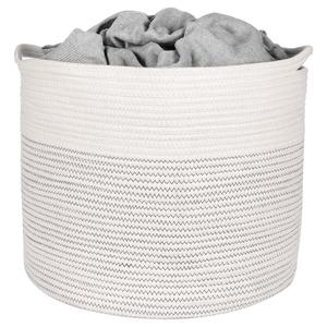 Extra Large Storage Basket, Cotton Rope Storage Baskets, Woven Laundry Hamper, Baby Toy Storage Bin, for Toys Towel Blanket Basket in Living Room Baby Nursery, 17&quot; x 17&quot; x 15&quot; Extra Large Basket