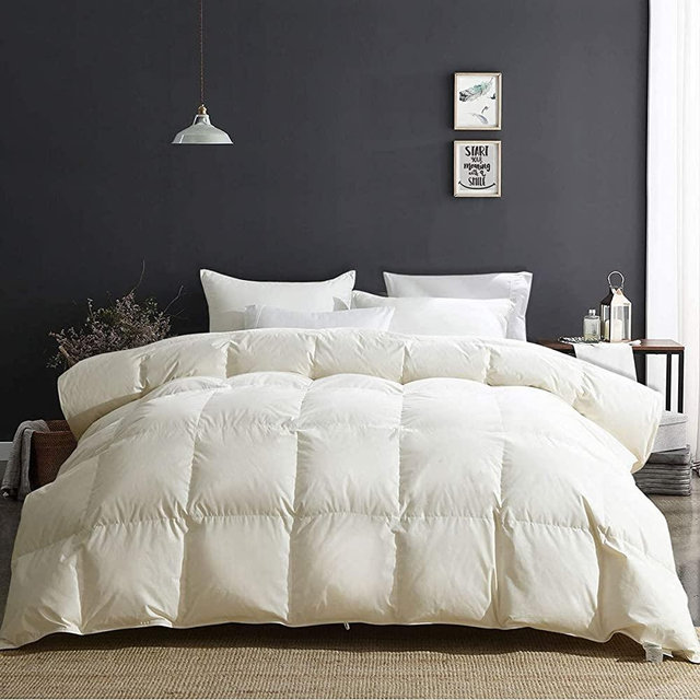 APSMILE Luxury 100% Organic Cotton Goose Down Comforter California King 650 Fill-Power Medium Warmth Hypoallergenic All Season Duvet Insert (104x96,Beige White)