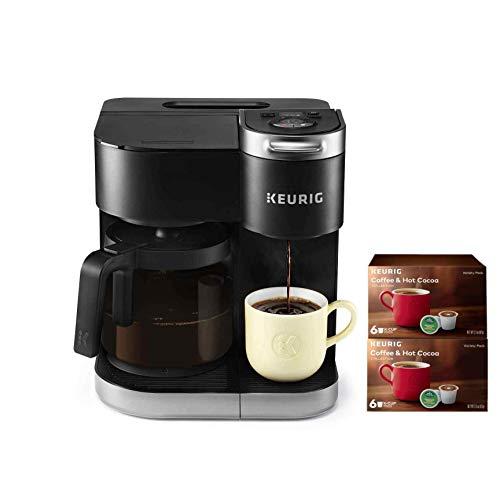 Keurig K-Duo Coffee Maker, Single Serve and 12-Cup Carafe Drip Coffee Brewer, Compatible with K-Cup Pods and Ground Coffee, Black, with 12 K-Cups