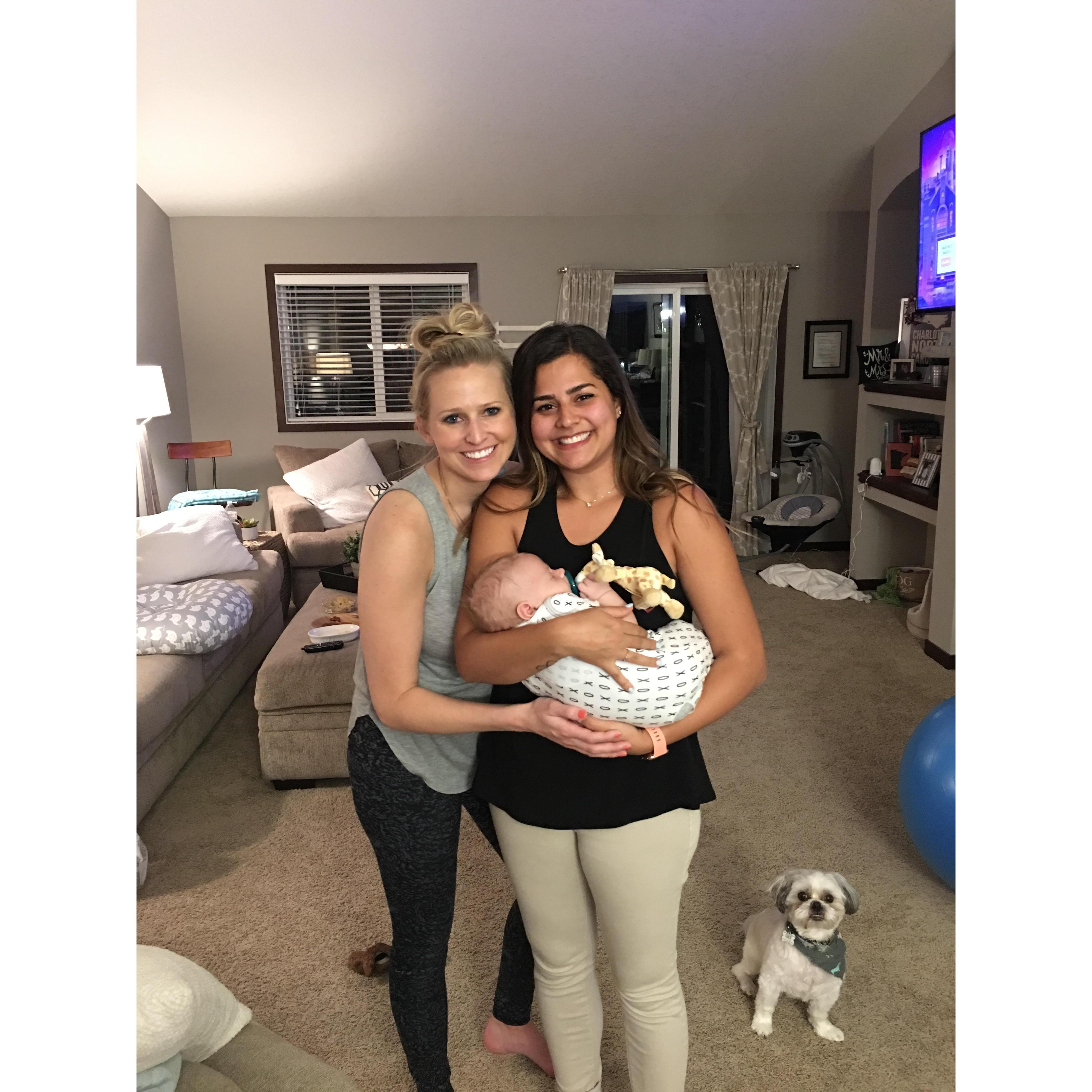Meeting baby Jackson for the first time! with Kirsten, Yaara's cousin. Minnesota 2018