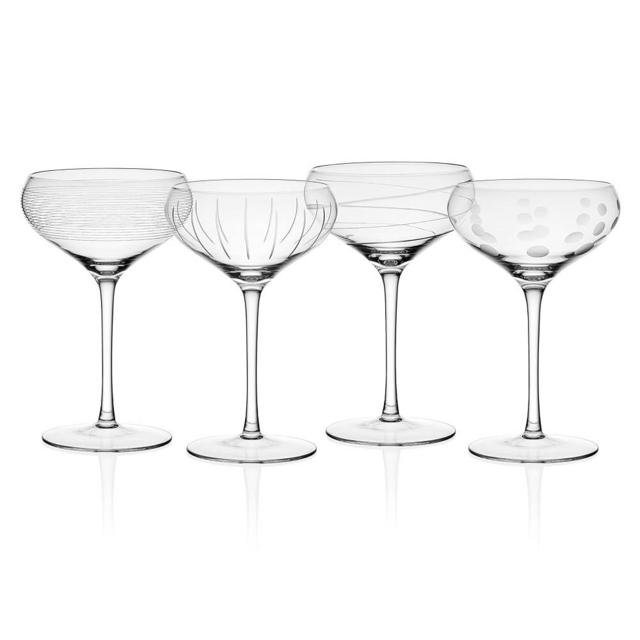 Mikasa Cheers Coupe Cocktail Champagne Glasses, 15 ounce, Set of 4, Clear