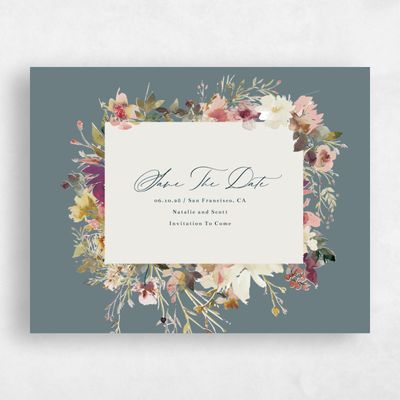Teal, Blue Wedding Save the Date - Ciliegio Landscape