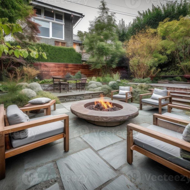 Backyard landscape/ concrete