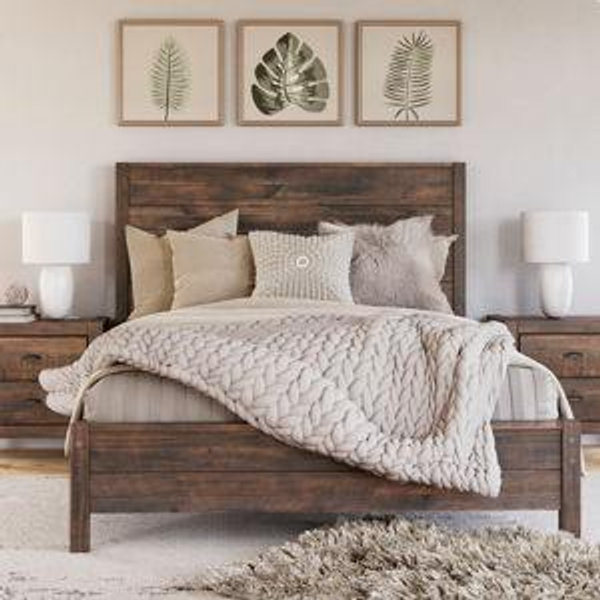 Montauk Solid Wood Panel Bed - Rustic Walnut, King