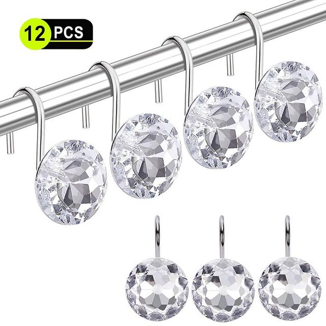 Yapicoco 12PCS Shower Curtain Hooks Rings for Bathroom, Decorative Resin Shower Curtain Hooks Rods Curtains and Liner