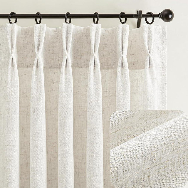 HUEVESSEL Pinch Pleated Curtains 84 inch Length,Curtains for Living Room Light Filtering 350 GSM Thick Curtain Semi Sheer Pleated Drapes Back Tabs and Pinch Pleats for That Elegant Tailored Look