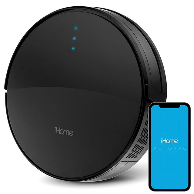 iHome AutoVac 2-in-1 Robot Vacuum Cleaner + Mopping Enabled 2000Pa Strong Suction Power Mapping Home Map Navigation, Self-Charging Robotic Vacuum Cleaner for Pet Hair,Alexa, Google,App Control