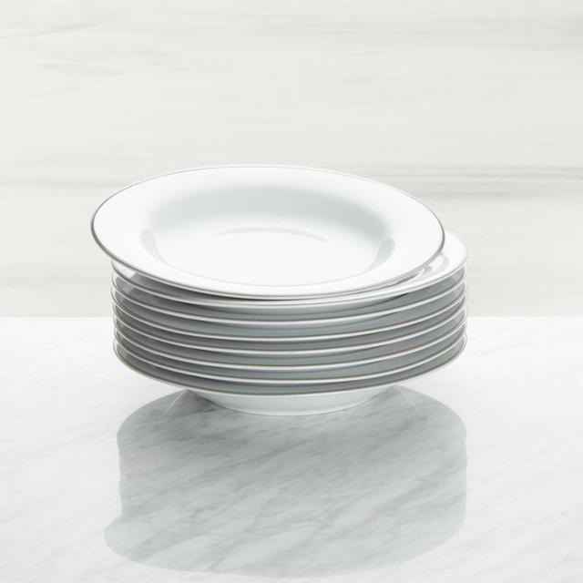 Aspen Grey Band Low Bowls, Set of 8