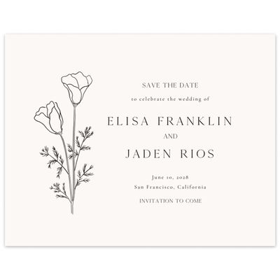 Beige Wedding Digital Save the Date - Coquelicot Landscape