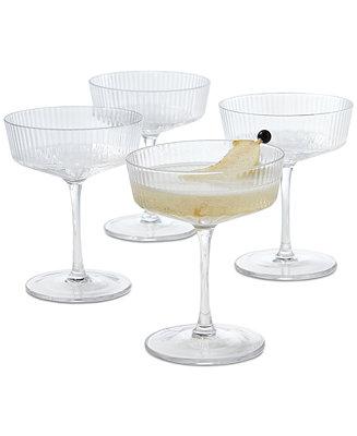 Fluted Coupe Glasses, Set of 4