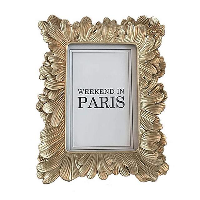 CISOO Vintage Picture Frame 4x6 Antique Photo Frame Table Top Display and Wall Hanging Home Decor (Pale Gold)