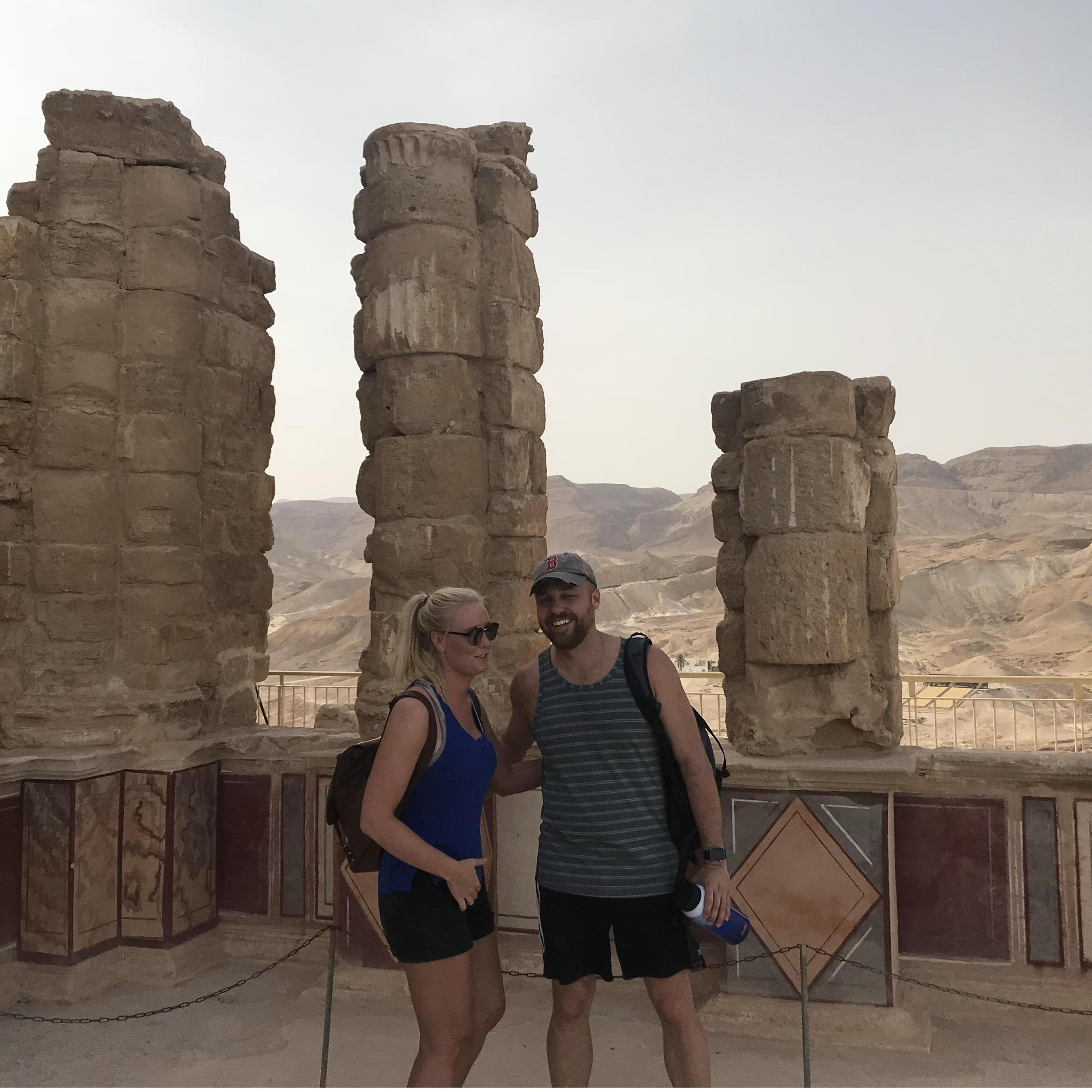 A typical candid of us during our travels. Masada in the Negev Desert of Israel
