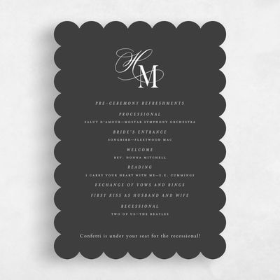 Black Scalloped Wedding Program - Jalen