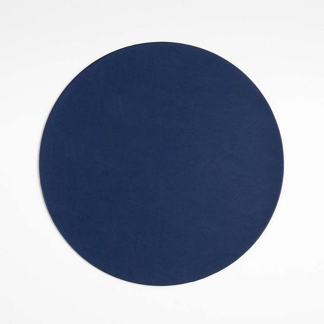 Rizzo Round Reversible Navy and Natural Faux Leather Placemat