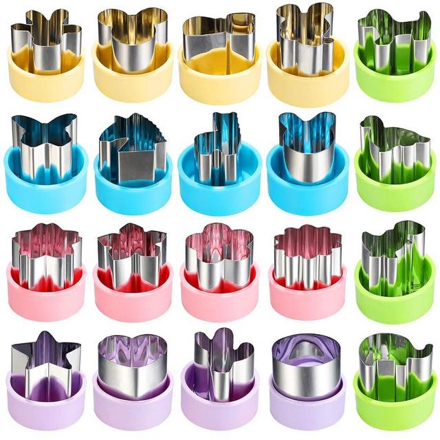 1.5" Vegetable Cutter Shapes Set - Mini Cookie Cutters Fruit Cookie Pastry Stamps Mold for Kids Baking and Food Supplement Tools Accessories (20pack)