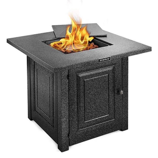 SNAN Gas Propane Fire Pit Table, 28 Inch, Outdoor Companion, Auto-Ignition, Special Advanced Texture Black Strong Steel Surface, Adjustable Flame, ETL Certification, for Garden/Patio/Courtyard/Balcon