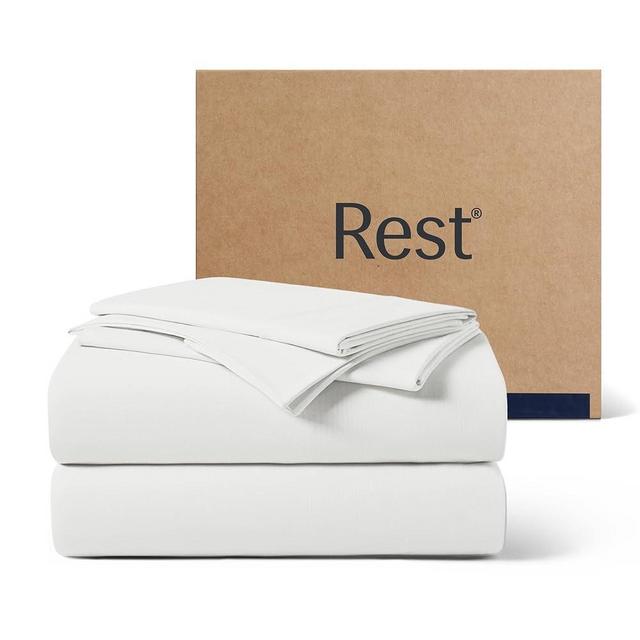 REST® Evercool®+ Starter Sheet Set, Queen, White, Breathable Bed Sheets for Hot Sleeper and Night Sweats, with Pillowcases, with Ionic+ Self-Cleaning Silver Yarn for Sensitive Skin, 3PCS No Flat Sheet