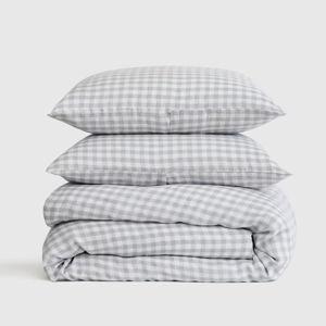European Linen Gingham Duvet Cover Set in Blue Fog King/Cal King