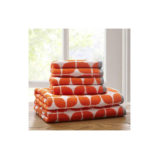 6pc Cotton Jacquard Bath Towel Set Orange