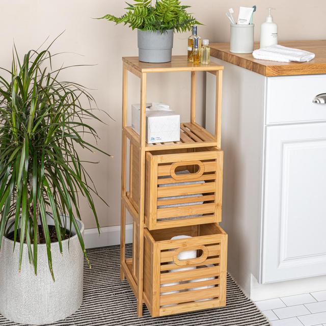 Household Essentials, Bamboo 3-Tier Shelf with Crate