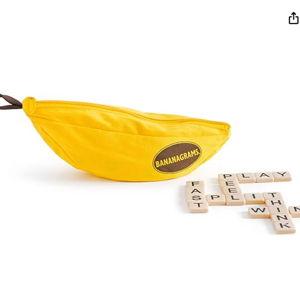 Bananagrams Classic Word Game – Fast-Paced Spelling & Anagram, Family & Travel Game, 144 Letter Tiles in Portable Banana Pouch, 1–8 Players, Educational Wordplay Fun for Ages 7+
