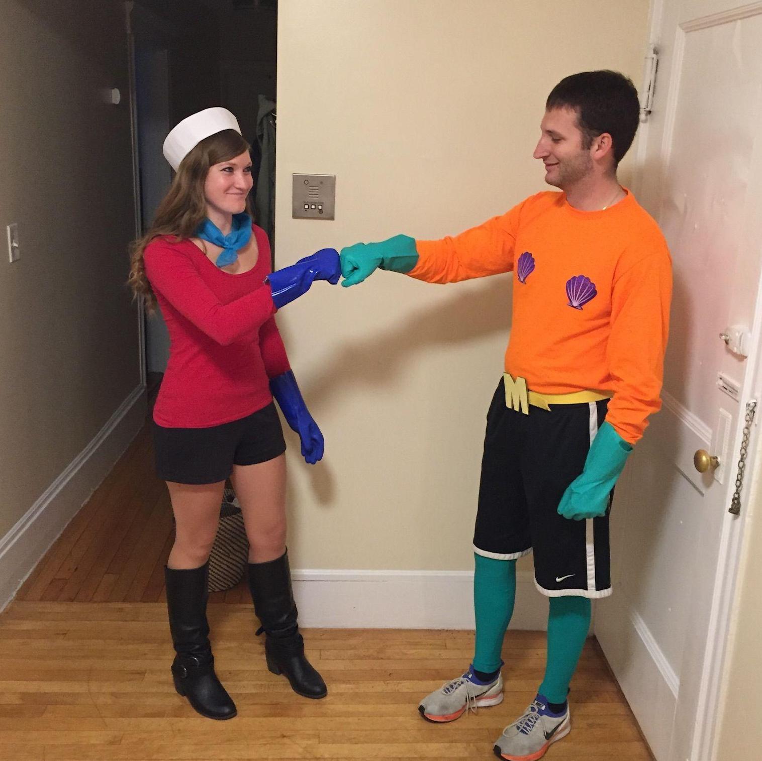Halloween 2018 as Mermaid Man and Barnacle Boy from Spongebob Squarepants.