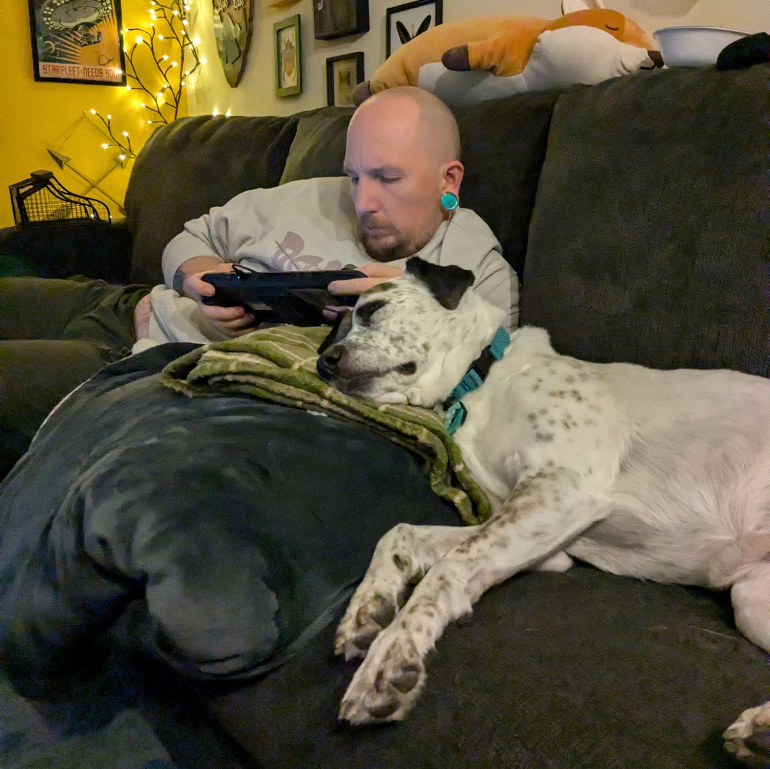 Our favorite days at home looked like this: cozy video game time with Marcie.
