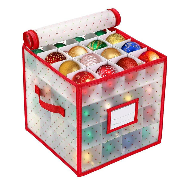 BIEBOS Christmas Tree Ball Organizer Ornament Storage Containers，Ornament Storage Box Hard Plastic Containers That Store Up To 64 Holiday Ornaments