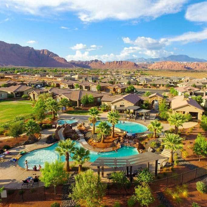 Paradise Village at Zion Two-Tier Pools and 20 Person Hot Tub