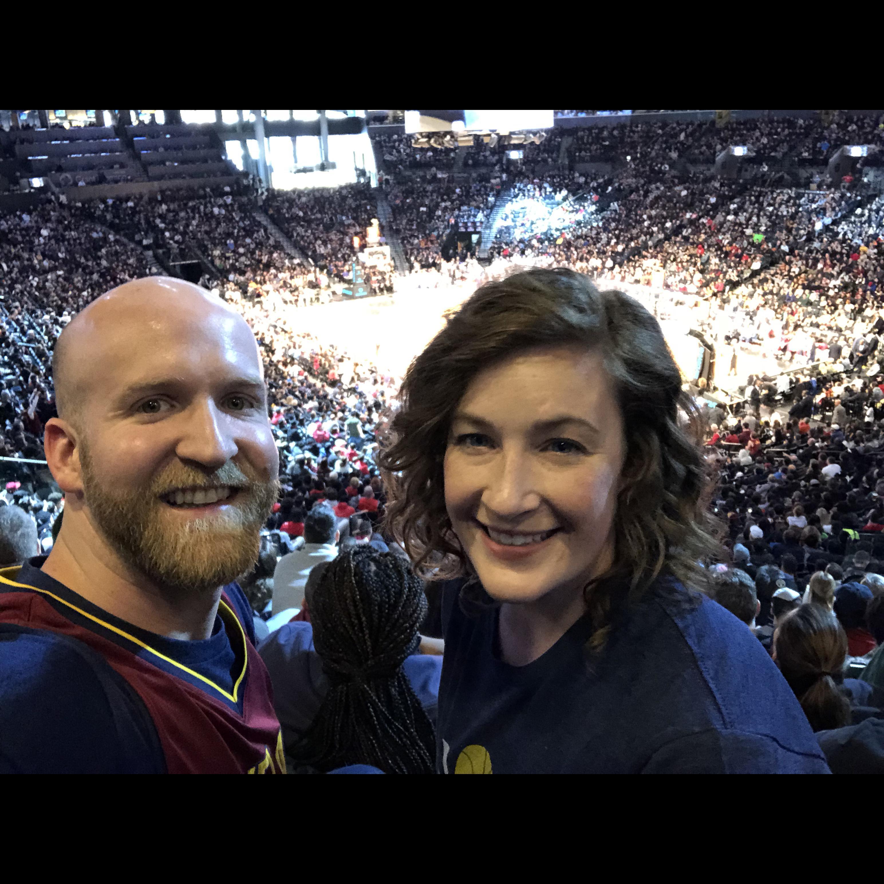 At the Cavs game at Barclay Center.