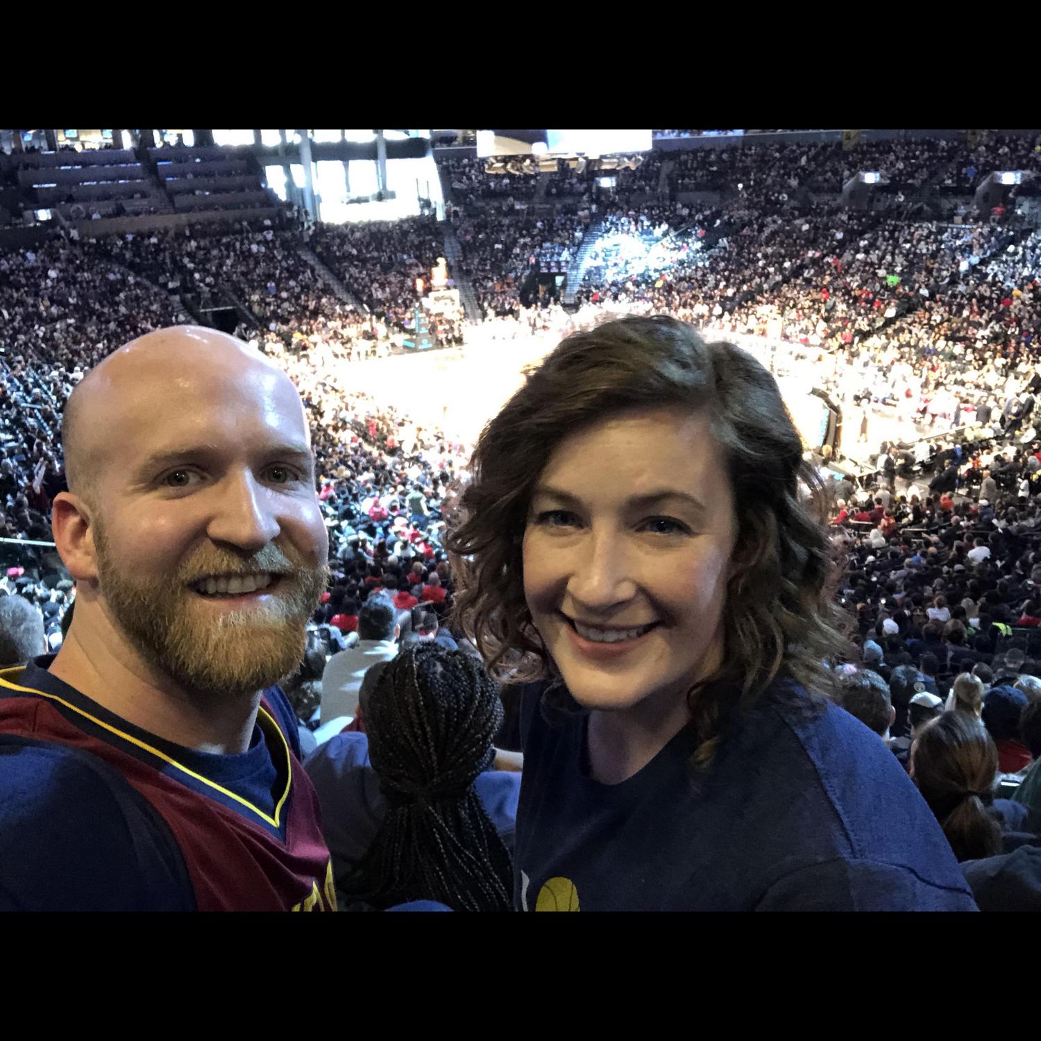 At the Cavs game at Barclay Center.