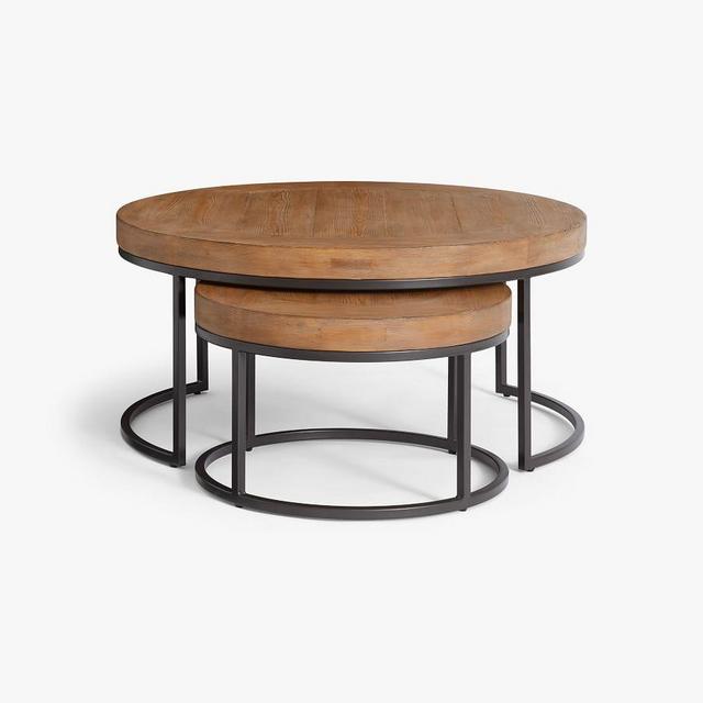 Malcolm Round Nesting Coffee Tables, Glazed Pine - Set of 2