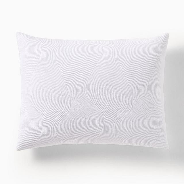Wavy Jacquard Standard Sham, White, Set Of 2
