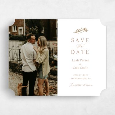 Brown Ticket Wedding Save the Date - Ronneby Photo