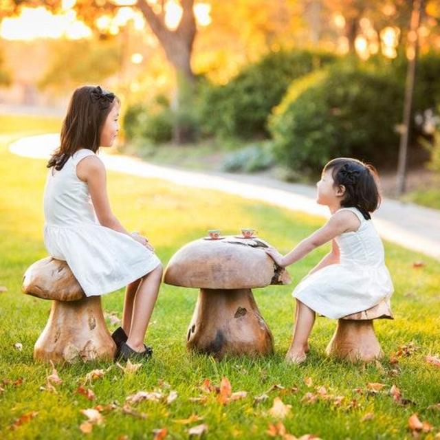 Reclaimed Teak Root Mushroom Stool Natural Wood Stool Chair Home & Garden Decor