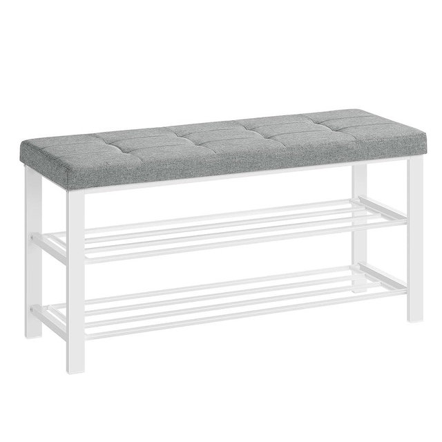 SONGMICS Shoe Bench, Storage Bench, Entryway Bench with Cushion, Shoe Shelf with Seat, Space-Saving, Modern Style, for Living Room, Bedroom, Hallway, Dove Gray and Cloud White ULBS579W01