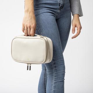 Personalized Grey Large Vegan Leather Travel Jewelry Case