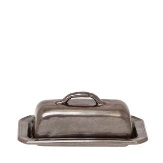 Pewter Stoneware Butter Dish