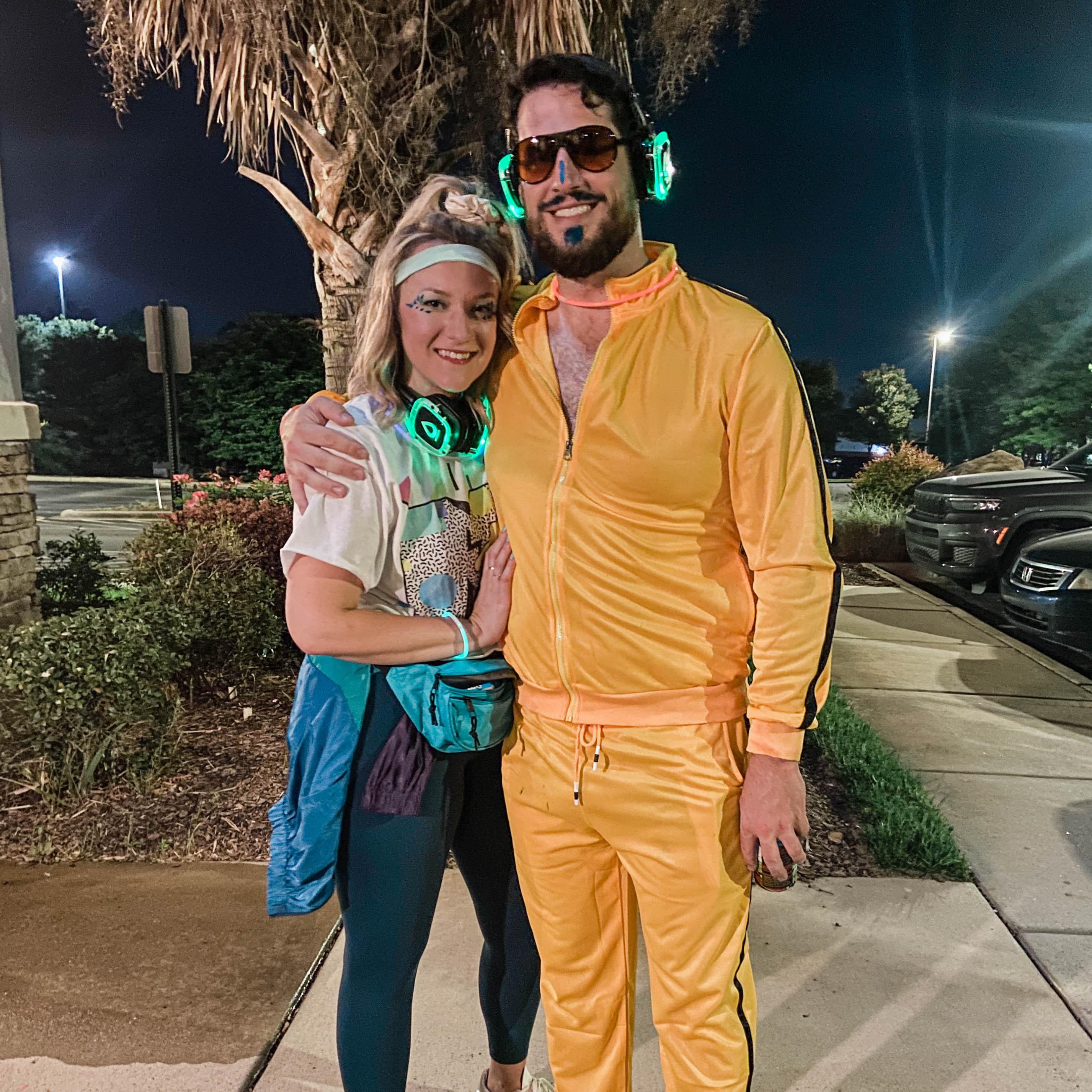 At a friend's 80's themed birthday party. Dave makes a yellow tracksuit look good, right?