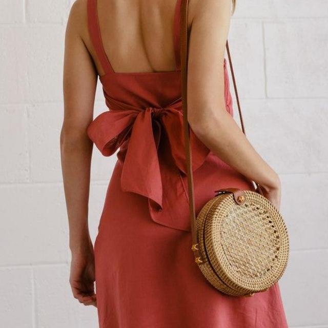 Hobbs Tan Round Woven Purse