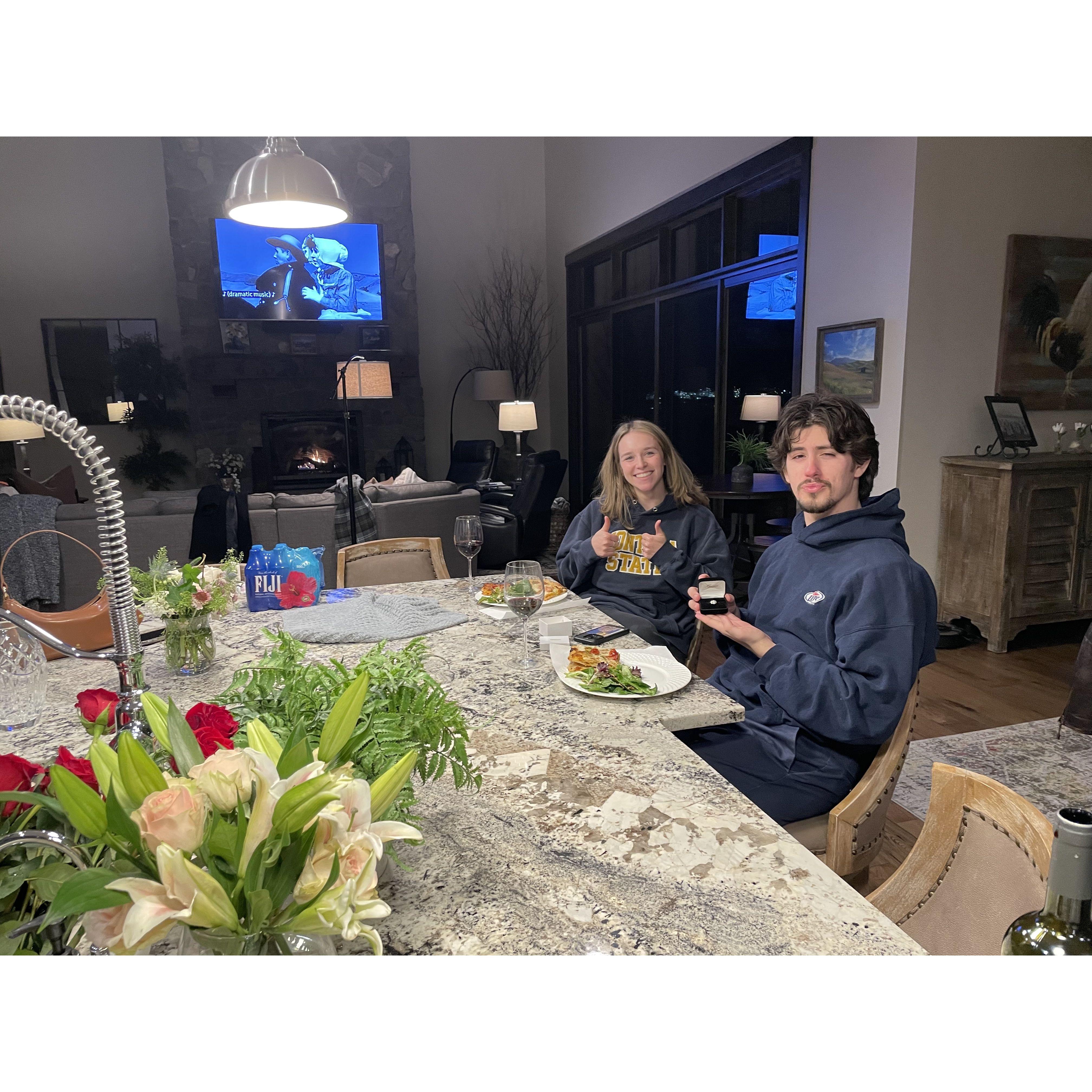 Josiah preparing to propose with the help of Tatum's Maid of Honor (her sister) Reagan Pierce.