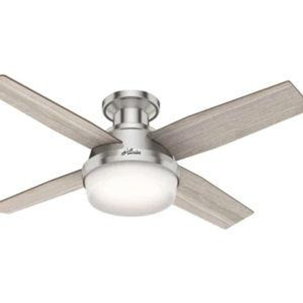 Dempsey Low Profile with Light 44 inch Brushed Nickel - Light Gray Oak