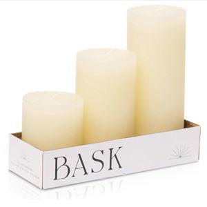 BASK Mottled Pillar Candles Unscented Candles Set of 3 - Ivory