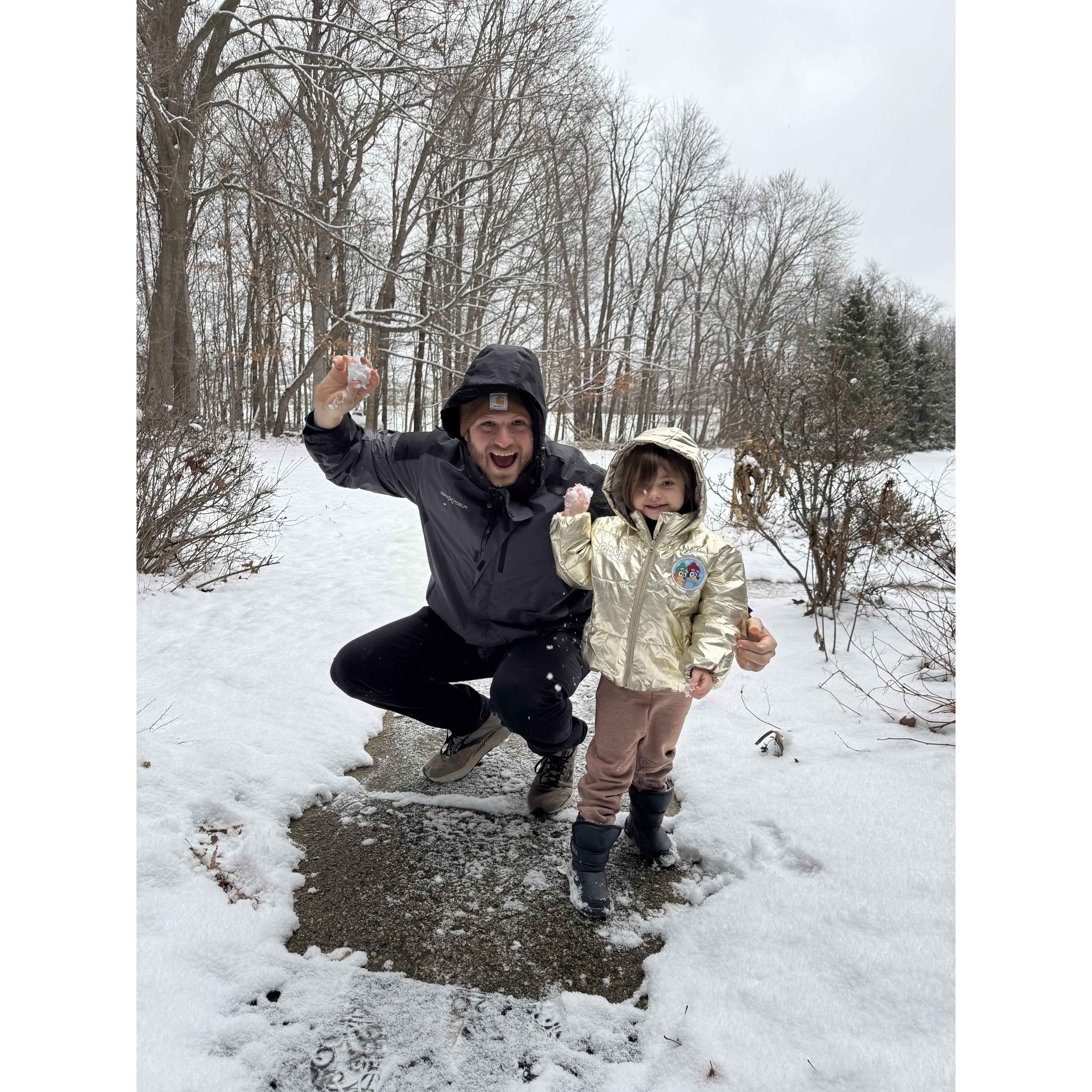 A Michigan snow visiting family.