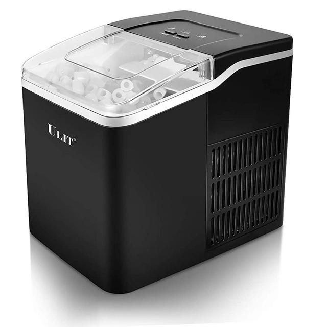 ULIT Ice Maker Countertop, Makes 26 lbs. Ice in 24 Hours,9 Ice Cubes Ready in 8 Minutes, Countertop Ice Maker machine with Ice Scoop and Basket, fit for home party, 1.6 lbs. Ice Storage (Black)