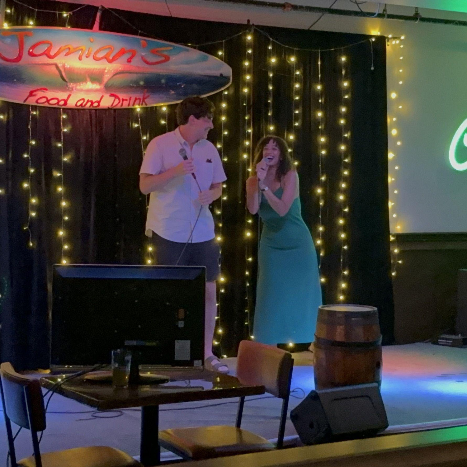 July 2, 2025 | Singing our hearts out to Queen at Jamian's and announcing our engagement to the entire bar!