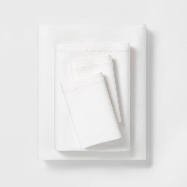 Queen Solid Linen Blend Sheet Set - Fresh White - Hearth & Hand™ with Magnolia